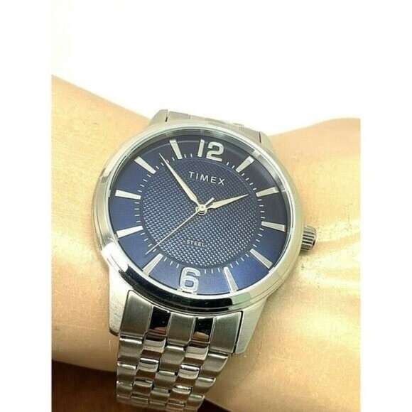 Timex Men's Watch TW2T59800 Quartz Blue Dial Silver Tone Stainless Steel 40mm - Picture 5 of 13